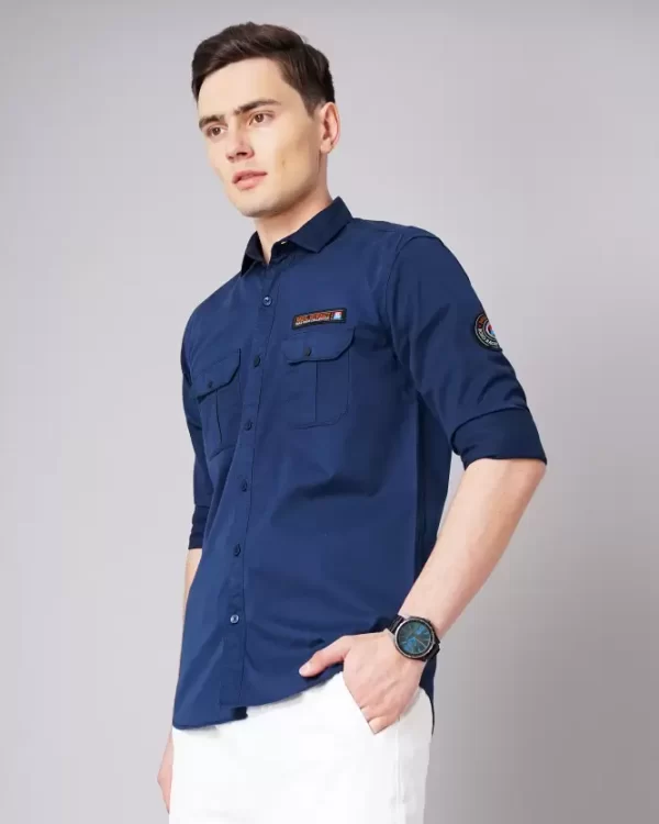 Over Size Shirt Men Light Blue Shirt - Image 3